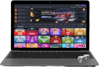 Notebook apresentando um site de aposta